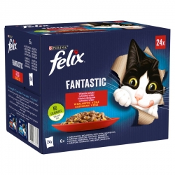 FELIX FANTASTIC Mokra karma dla kota: kurczak wołowina królik jagnięcina 24 x 85g